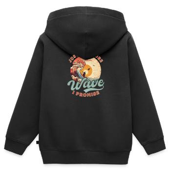 Surfer Nur noch eine Welle - Kinder Premium Organic Zip Hoodie - Schwarz - Hinten - AI Model Kid Male (0cm)