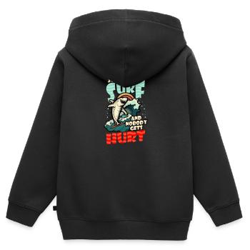 Surfer Lass mich surfen Shark - Kinder Premium Organic Zip Hoodie - Schwarz - Hinten - AI Model Kid Male (0cm)