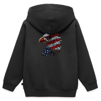 American Flag Freedom Eagle USA Pride 4 - Kinder Premium Organic Zip Hoodie - Schwarz - Hinten - AI Model Kid Male (0cm)