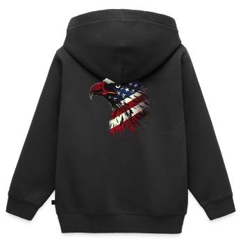 American Flag Freedom Eagle USA Pride 6 - Kinder Premium Organic Zip Hoodie - Schwarz - Hinten - AI Model Kid Male (0cm)