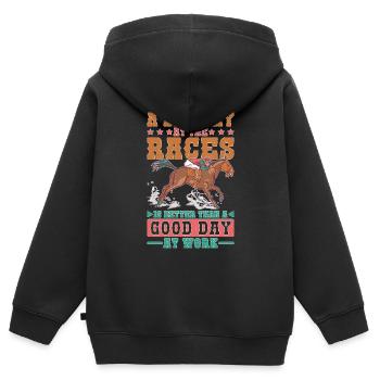 Une mauvaise journée aux courses vaut mieux qu’une journée de travail 1 - Sweat Premium à capuche zippé enfant bio - noir - Dos - AI Model Kid Male (0cm)