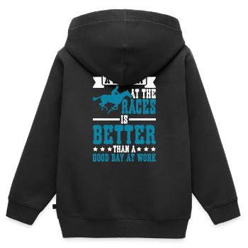Une mauvaise journée aux courses vaut mieux qu’une journée au travail 2 - Sweat Premium à capuche zippé enfant bio - noir - Dos - AI Model Kid Male (0cm)
