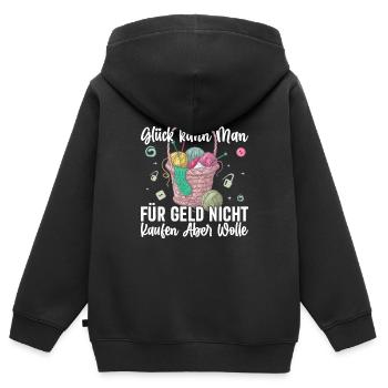 Strickerinnen Handarbeit Häkeln Nähen Stricken - Kinder Premium Organic Zip Hoodie - Schwarz - Hinten - AI Model Kid Male (0cm)