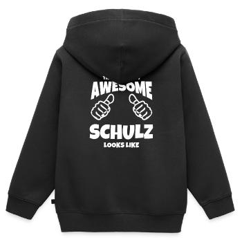 This is what an Awesome Schulz looks like Family - Kinder Premium Organic Zip Hoodie - Schwarz - Hinten - AI Model Kid Male (0cm)