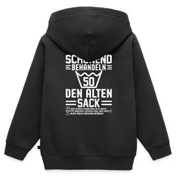 50. Geburtstag Schonend Behandeln - Kinder Premium Organic Zip Hoodie - Schwarz - Hinten - AI Model Kid Male (0cm)