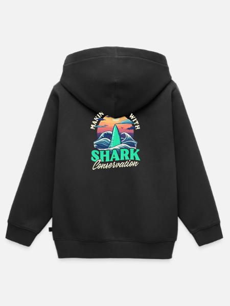 Biologiste Amoureux des requins Vagues Conservation des requins - Premium børne zip-hættetrøje økologisk - sort