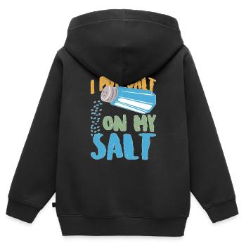 Je mets du sel sur mon sel 12 - Sweat Premium à capuche zippé enfant bio - noir - Dos - AI Model Kid Male (0cm)