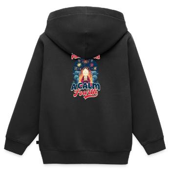 Patriotische buddhistische Achtsamkeit und Feuerwerk - Kinder Premium Organic Zip Hoodie - Schwarz - Hinten - AI Model Kid Male (0cm)