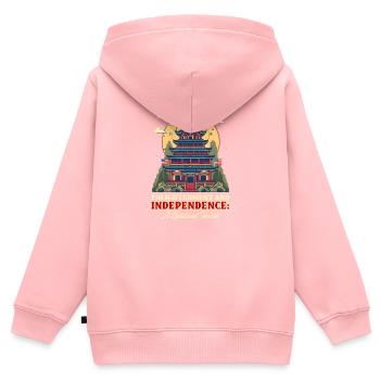 Patriotische buddhistische Erleuchtung und Unabhängigkeit - Kinder Premium Organic Zip Hoodie - Rosa - Hinten - AI Model Kid Female (0cm)