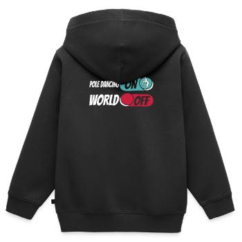 Pole Dancing Pole Dancing On World Off - Sweat Premium à capuche zippé enfant bio - noir - Dos - AI Model Kid Male (0cm)