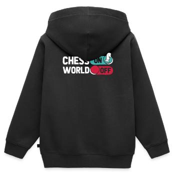 Schach Chess sur World Off - Sweat Premium à capuche zippé enfant bio - noir - Dos - AI Model Kid Male (0cm)