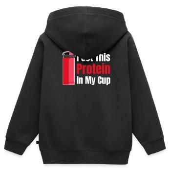 J'ai cette protéine dans ma tasse - Sweat Premium à capuche zippé enfant bio - noir - Dos - AI Model Kid Male (0cm)