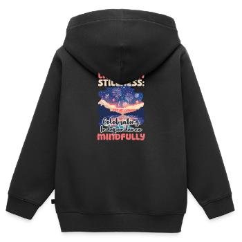 Patriotische buddhistische Freiheit, die bewusst gefeiert wird - Kinder Premium Organic Zip Hoodie - Schwarz - Hinten - AI Model Kid Male (0cm)