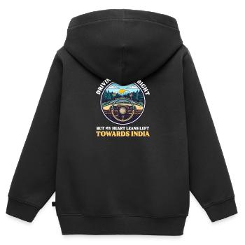 Amérindien Conduite Cœur Droit Penche Gauche Ind - Sweat Premium à capuche zippé enfant bio - noir - Dos - AI Model Kid Male (0cm)
