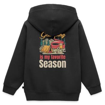 Le Glamping est ma saison préférée - Sweat Premium à capuche zippé enfant bio - noir - Dos - AI Model Kid Male (0cm)