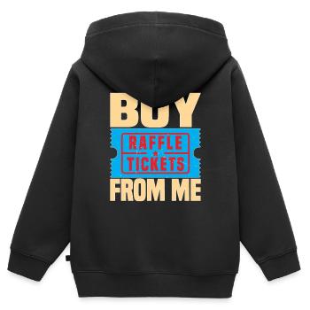 Achetez des billets de tombola chez moi 5 - Sweat Premium à capuche zippé enfant bio - noir - Dos - AI Model Kid Male (0cm)
