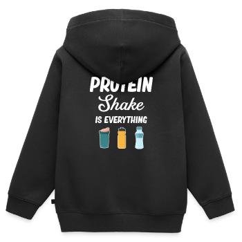 Protein-shake Ist Alles, Cardio-training, - Kinder Premium Organic Zip Hoodie - Schwarz - Hinten - AI Model Kid Male (0cm)