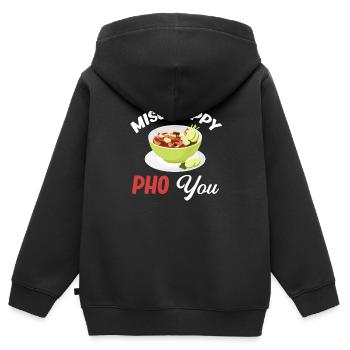 Miso Happy Pho You Cuisine chinoise asiatique - Sweat Premium à capuche zippé enfant bio - noir - Dos - AI Model Kid Male (0cm)