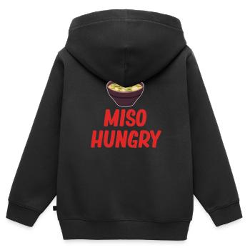 Miso Hungry Miso Puns Asiatique Chinois - Sweat Premium à capuche zippé enfant bio - noir - Dos - AI Model Kid Male (0cm)