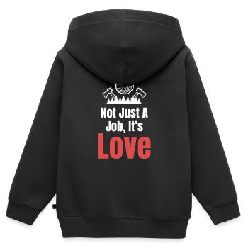 Nicht Nur Ein Job, Es Ist Liebe. Zimmermann, - Kinder Premium Organic Zip Hoodie - Schwarz - Hinten - AI Model Kid Male (0cm)