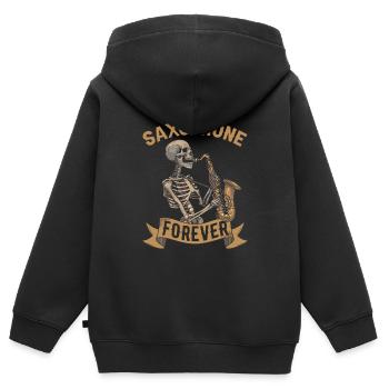 Saxophon Saxofon - Kinder Premium Organic Zip Hoodie - Schwarz - Hinten - AI Model Kid Male (0cm)