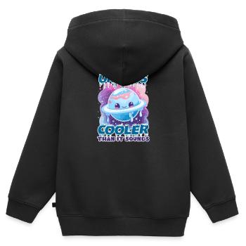 Uranus Uranus : plus cool qu'il n'y paraît - Sweat Premium à capuche zippé enfant bio - noir - Dos - AI Model Kid Male (0cm)