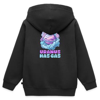 Uranus Uranus a du gaz ! - Sweat Premium à capuche zippé enfant bio - noir - Dos - AI Model Kid Male (0cm)