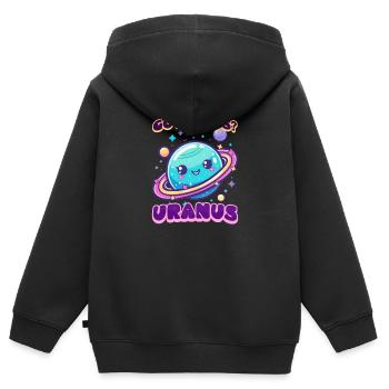 Uranus a des anneaux ? Uranus le fait ! - Sweat Premium à capuche zippé enfant bio - noir - Dos - AI Model Kid Male (0cm)