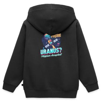 Uranus-Sonde Uranus? Mission angenommen! - Kinder Premium Organic Zip Hoodie - Schwarz - Hinten - AI Model Kid Male (0cm)