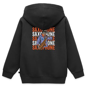Saxophon Saxofon - Kinder Premium Organic Zip Hoodie - Schwarz - Hinten - AI Model Kid Male (0cm)
