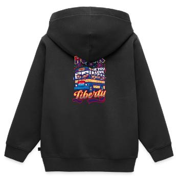 Patriotic Bus Driver Klaxonne si vous aimez la liberté ! - Sweat Premium à capuche zippé enfant bio - noir - Dos - AI Model Kid Male (0cm)