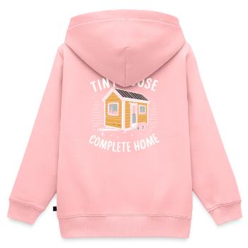 Rolling Tiny House Mode de vie minimaliste - Sweat Premium à capuche zippé enfant bio - rose - Dos - AI Model Kid Female (0cm)