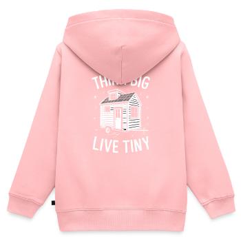 Rolling Tiny House Mode de vie minimaliste - Sweat Premium à capuche zippé enfant bio - rose - Dos - AI Model Kid Female (0cm)