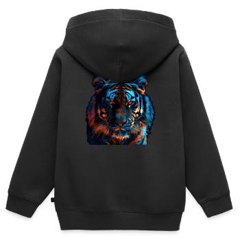 Red and Blue Tiger Fierce and Vivid Animal Art - Kinder Premium Organic Zip Hoodie - Schwarz - Hinten - AI Model Kid Male (0cm)