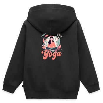 Drôle d’amateur de yoga Se déconnecter Arrêter le yoga - Sweat Premium à capuche zippé enfant bio - noir - Dos - AI Model Kid Male (0cm)