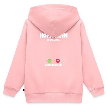 Hoffmann ruf an Ich muss Los Spruch Geschenkidee - Kinder Premium Organic Zip Hoodie - Rosa - Hinten - AI Model Kid Female (0cm)
