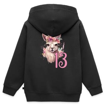Geburtstag 13 Mädchen Alpaka LLama Lama Dreizehn 1 - Kinder Premium Organic Zip Hoodie - Schwarz - Hinten - AI Model Kid Male (0cm)