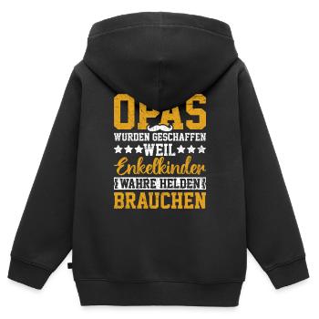 Opa Enkelkinder Lieblingsopa - Kinder Premium Organic Zip Hoodie - Schwarz - Hinten - AI Model Kid Male (0cm)