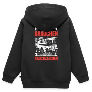 Les clients émettent des signaux de fumée - Sweat Premium à capuche zippé enfant bio - noir - Dos - AI Model Kid Male (0cm)