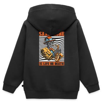 Saxophon Saxofon Skelett - Kinder Premium Organic Zip Hoodie - Schwarz - Hinten - AI Model Kid Male (0cm)