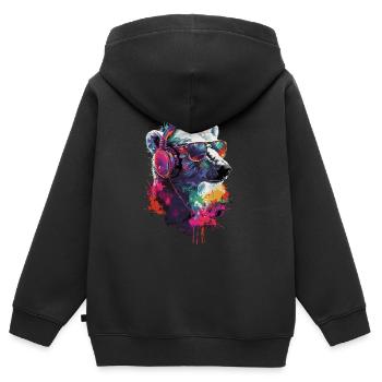 Polar Bär - Kinder Premium Organic Zip Hoodie - Schwarz - Hinten - AI Model Kid Male (0cm)