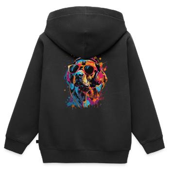 Beagle - Sweat Premium à capuche zippé enfant bio - noir - Dos - AI Model Kid Male (0cm)