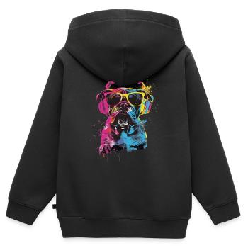 Bulldog - Kinder Premium Organic Zip Hoodie - Schwarz - Hinten - AI Model Kid Male (0cm)