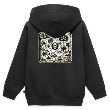 Treasure map - Kids Premium Organic Zip-up Hoodie - black - Back - AI Model Kid Male (0cm)