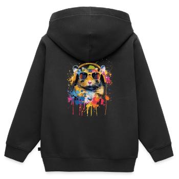 Hamster - Sweat Premium à capuche zippé enfant bio - noir - Dos - AI Model Kid Male (0cm)