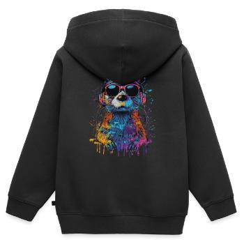 Otter - Kinder Premium Organic Zip Hoodie - Schwarz - Hinten - AI Model Kid Male (0cm)