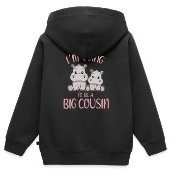 Going To Be A Big Cousin Hippopotamus - Kinder Premium Organic Zip Hoodie - Schwarz - Hinten - AI Model Kid Male (0cm)