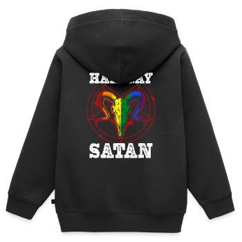 Hail Gay Satan Goth Gay Pride Baphomet Lgbt Pride - Kinder Premium Organic Zip Hoodie - Schwarz - Hinten - AI Model Kid Male (0cm)