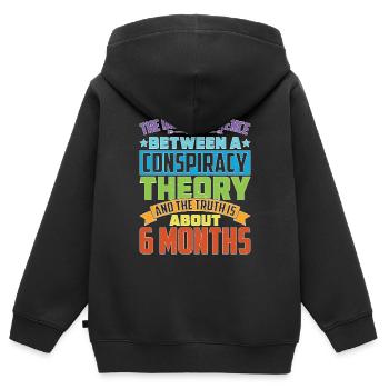 The Only Difference Between A Conspiracy Theory 26 - Kinder Premium Organic Zip Hoodie - Schwarz - Hinten - AI Model Kid Male (0cm)