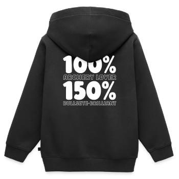 Bogenschießen Bogensport Bogenschütze - Kinder Premium Organic Zip Hoodie - Schwarz - Hinten - AI Model Kid Male (0cm)